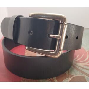 Remo Tulliani Black Italian Leather Belt 32 Mens Silvertone Buckle Made in USA